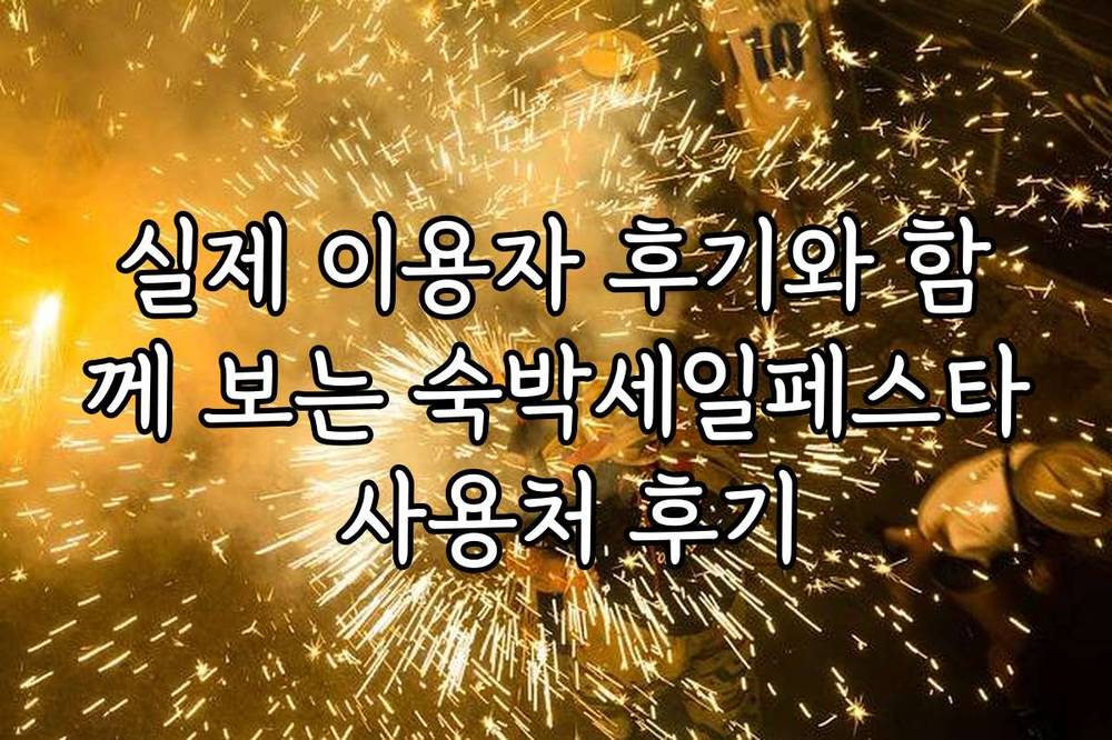 실제 이용자 후기와 함께 보는 숙박세일페스타 사용처 후기