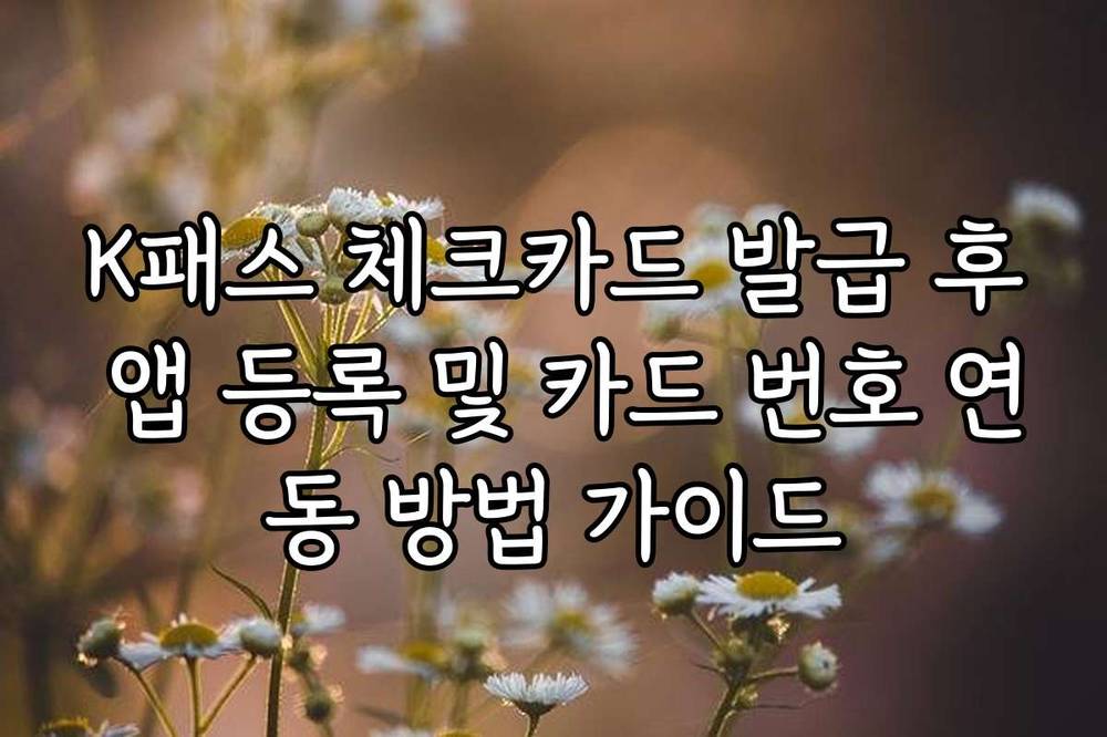 K패스 체크카드 발급 후 앱 등록 및 카드 번호 연동 방법 가이드