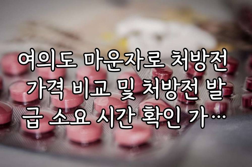 여의도 마운자로 처방전 가격 비교 및 처방전 발급 소요 시간 확인 가이드