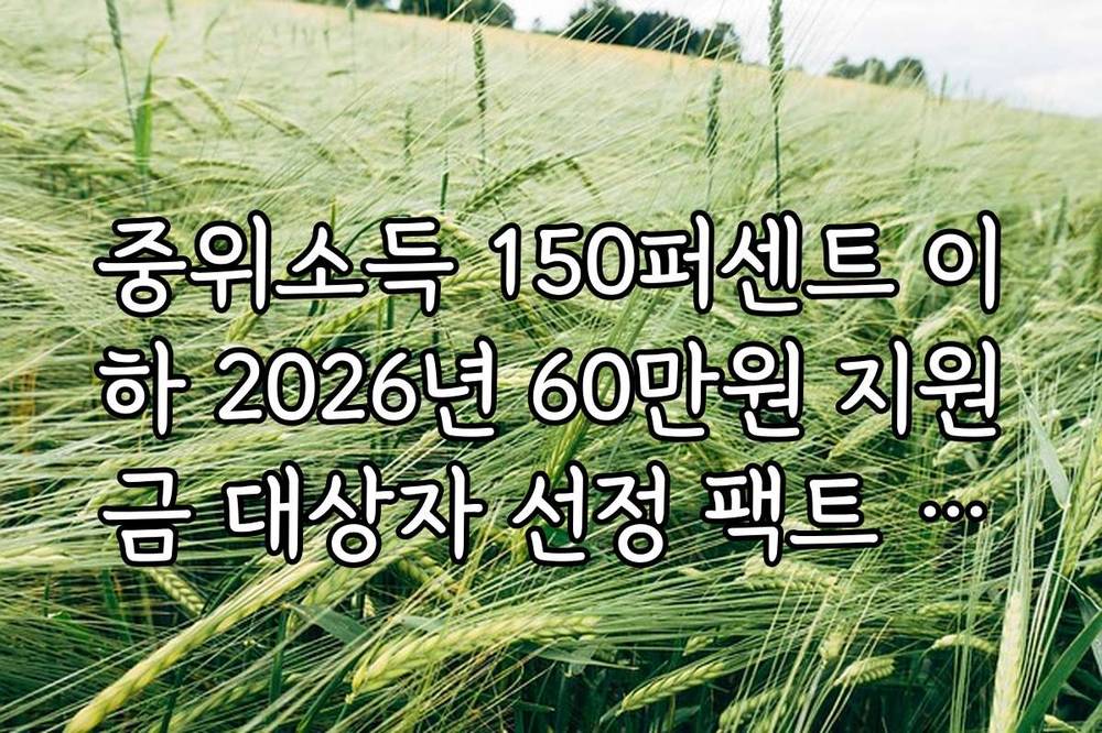 중위소득 150퍼센트 이하 2026년 60만원 지원금 대상자 선정 팩트 체크