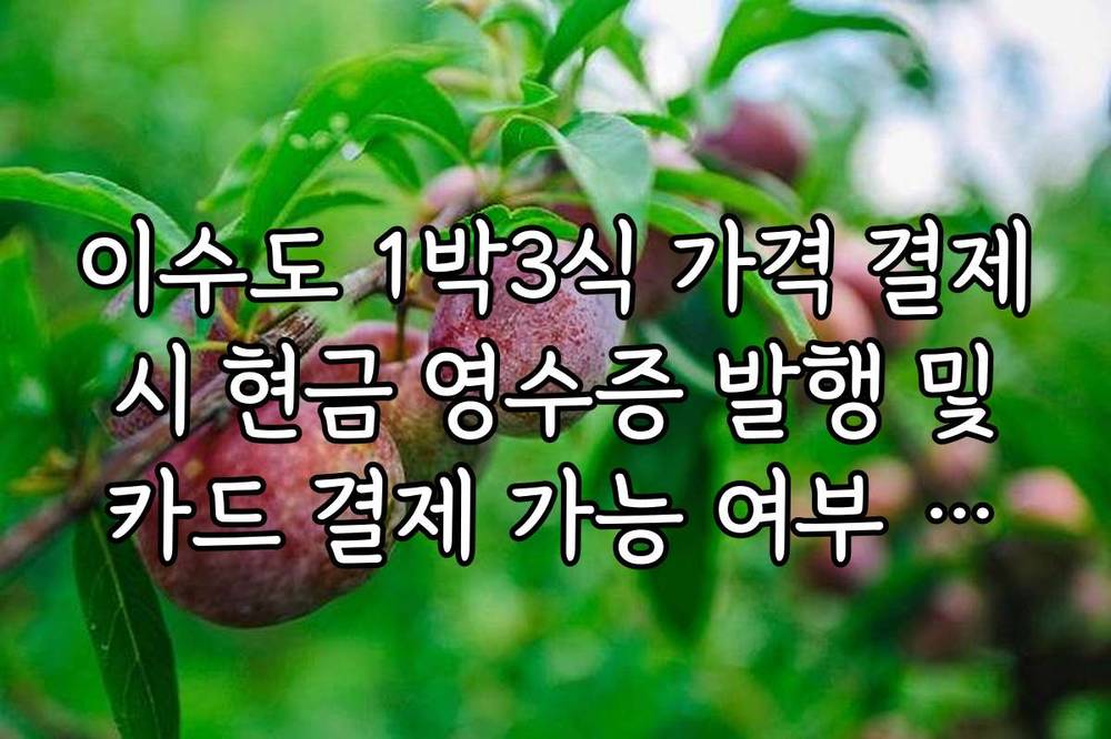 이수도 1박3식 가격 결제 시 현금 영수증 발행 및 카드 결제 가능 여부 가이드