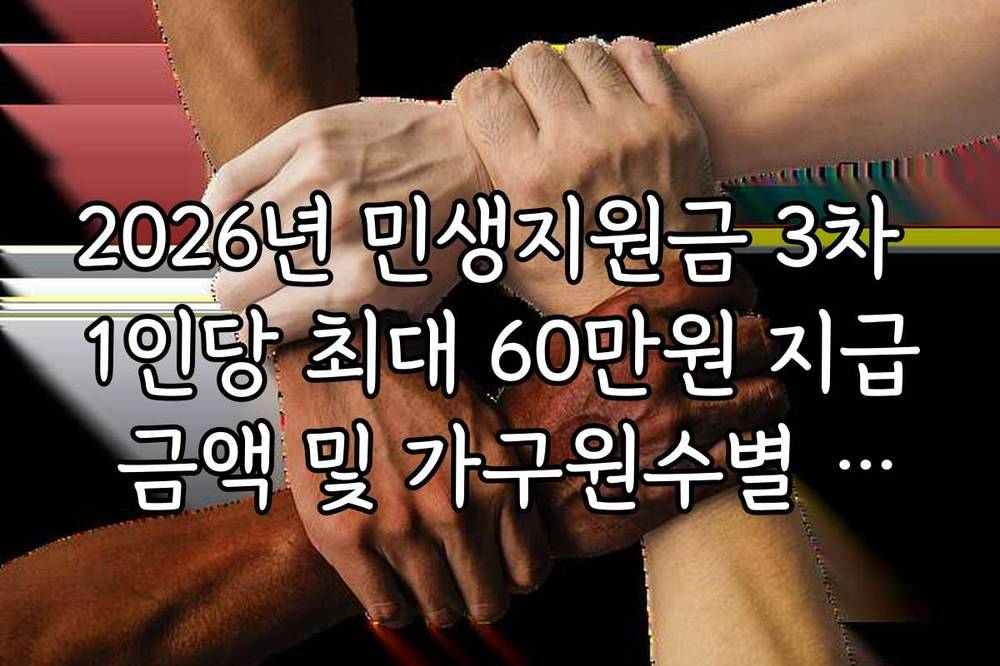 2026년 민생지원금 3차 1인당 최대 60만원 지급 금액 및 가구원수별 차이
