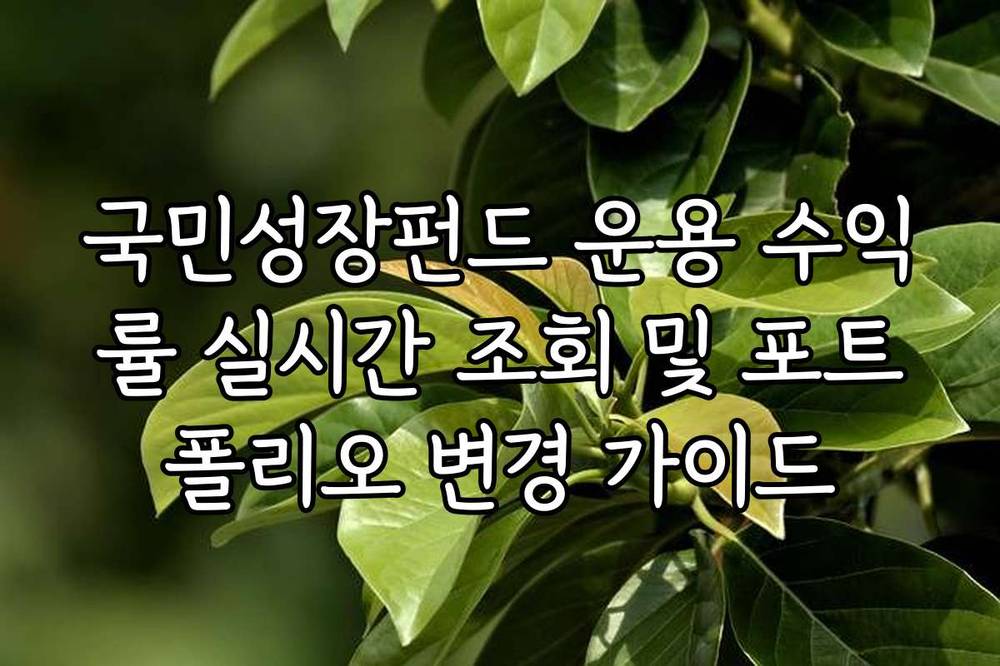 국민성장펀드 운용 수익률 실시간 조회 및 포트폴리오 변경 가이드