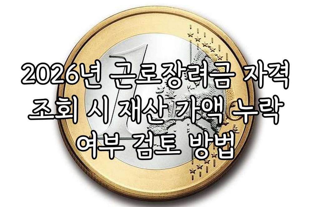 2026년 근로장려금 자격 조회 시 재산 가액 누락 여부 검토 방법