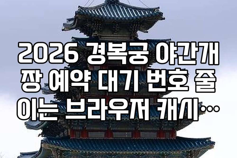 2026 경복궁 야간개장 예약 대기 번호 줄이는 브라우저 캐시 삭제 팁