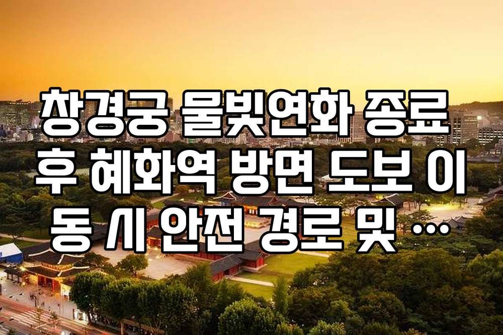 창경궁 물빛연화 종료 후 혜화역 방면 도보 이동 시 안전 경로 및 가이드