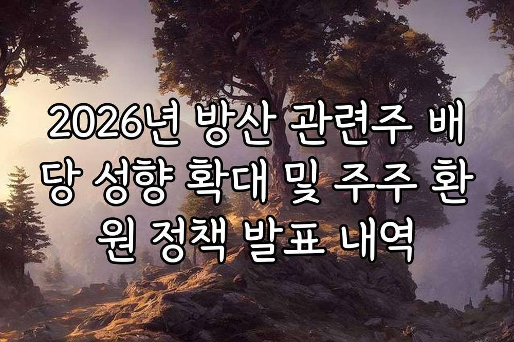 2026년 방산 관련주 배당 성향 확대 및 주주 환원 정책 발표 내역