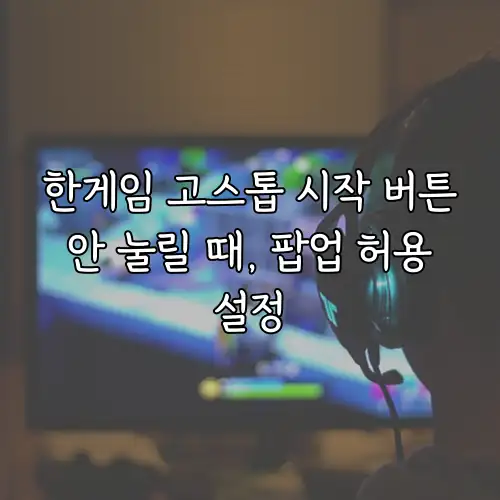한게임 고스톱 시작 버튼 안 눌릴 때, 팝업 허용 설정