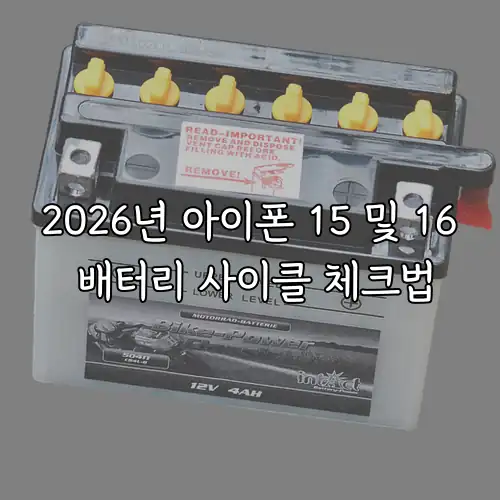 2026년 아이폰 15 및 16 배터리 사이클 체크법