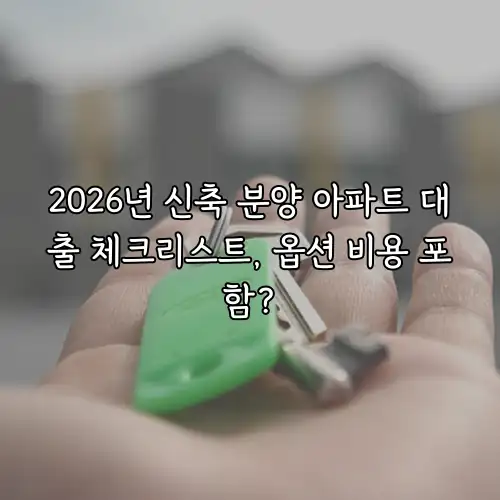 2026년 신축 분양 아파트 대출 체크리스트, 옵션 비용 포함?