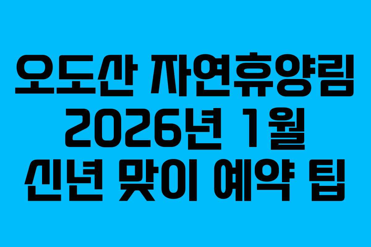 오도산 자연휴양림 2026년 1월 신년 맞이 예약 팁