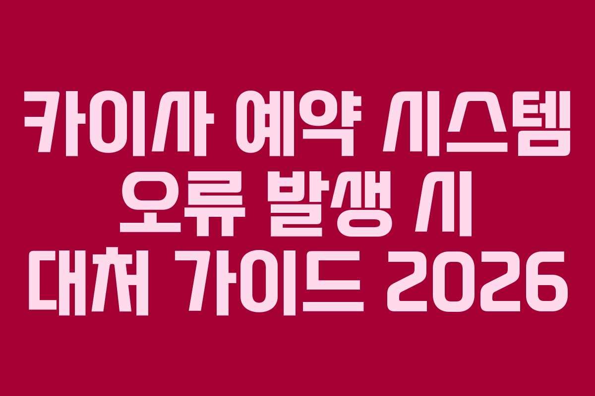카이사 예약 시스템 오류 발생 시 대처 가이드 2026