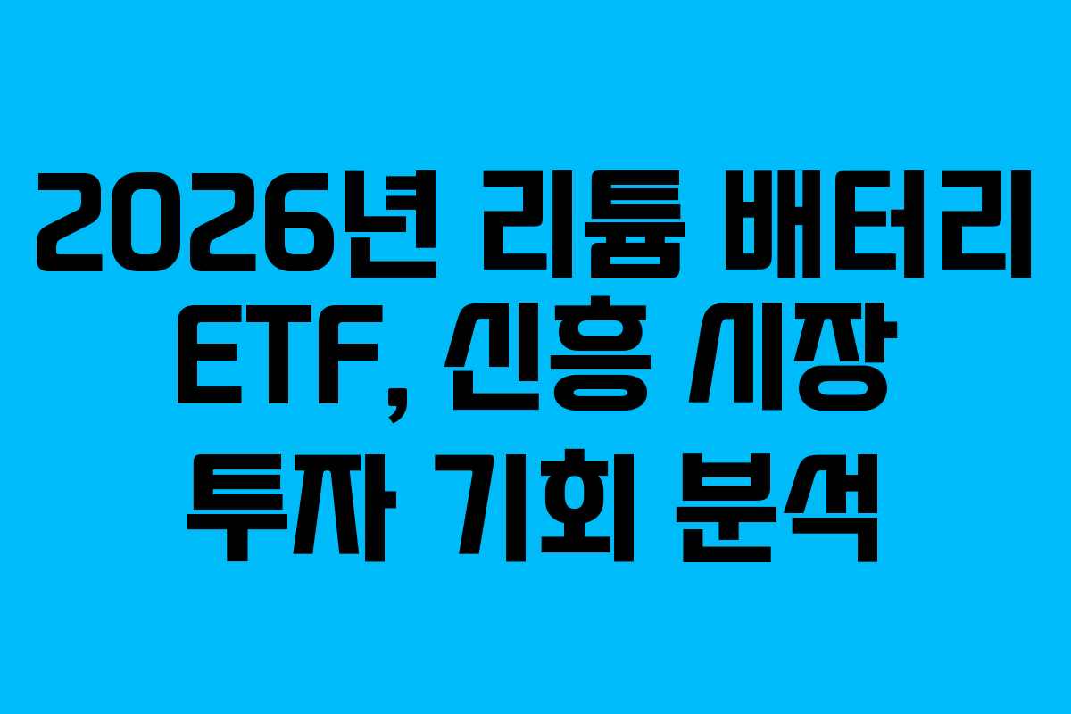 2026년 리튬 배터리 ETF, 신흥 시장 투자 기회 분석