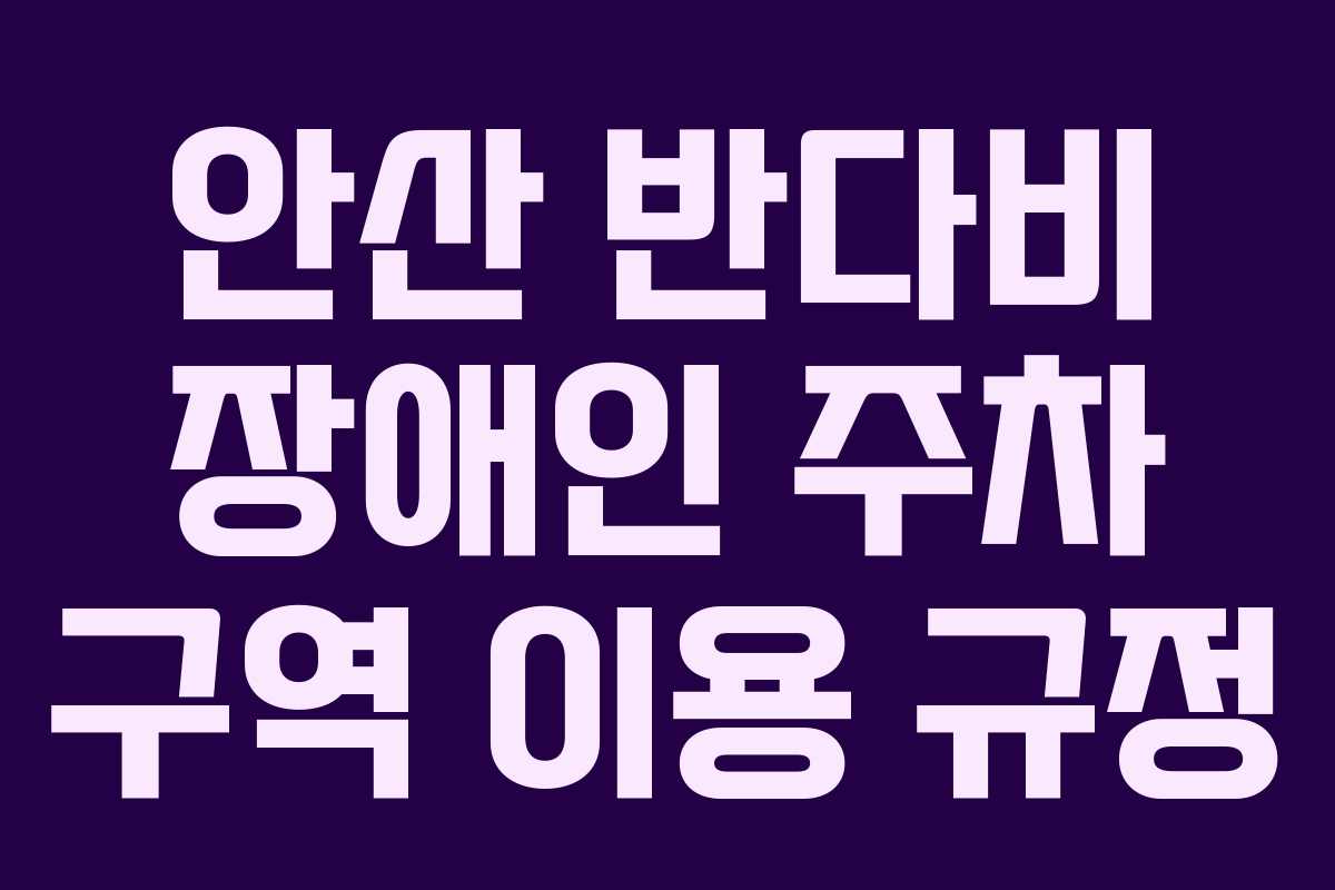 안산 반다비 장애인 주차 구역 이용 규정