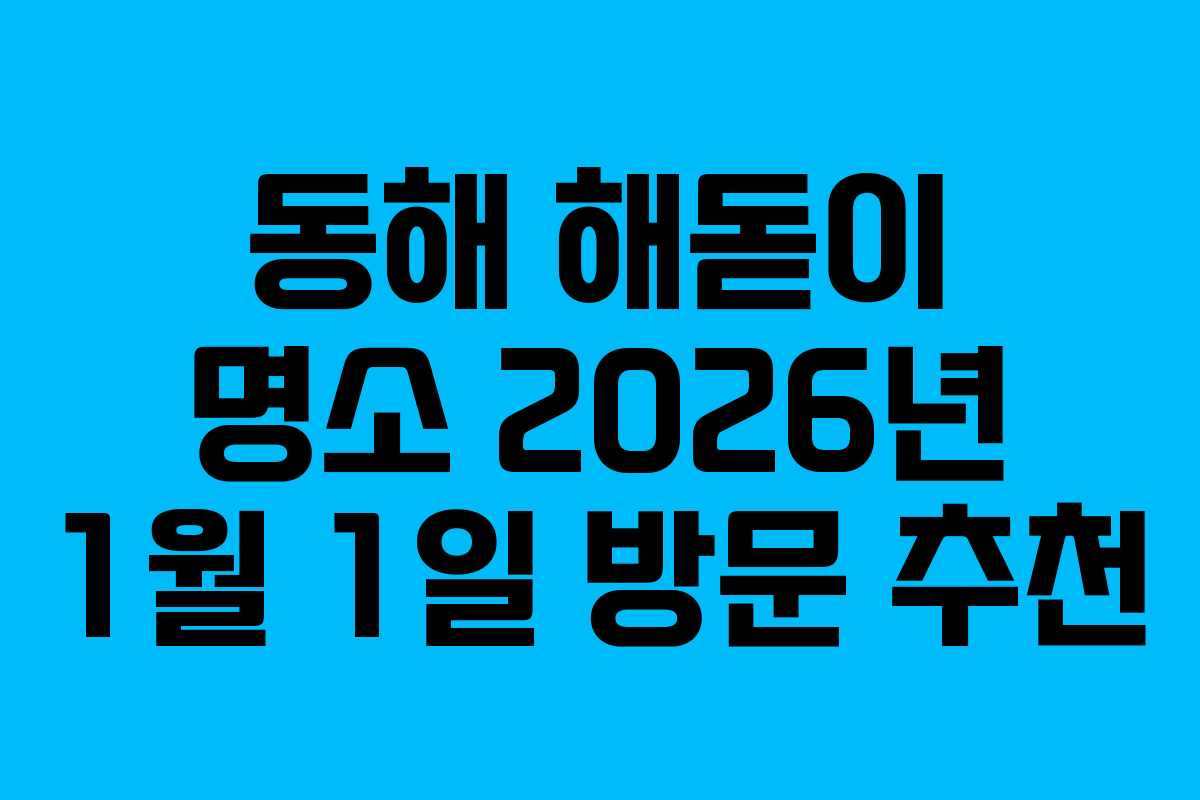 동해 해돋이 명소 2026년 1월 1일 방문 추천