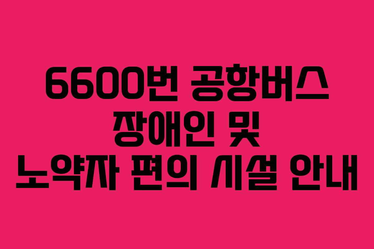 6600번 공항버스 장애인 및 노약자 편의 시설 안내