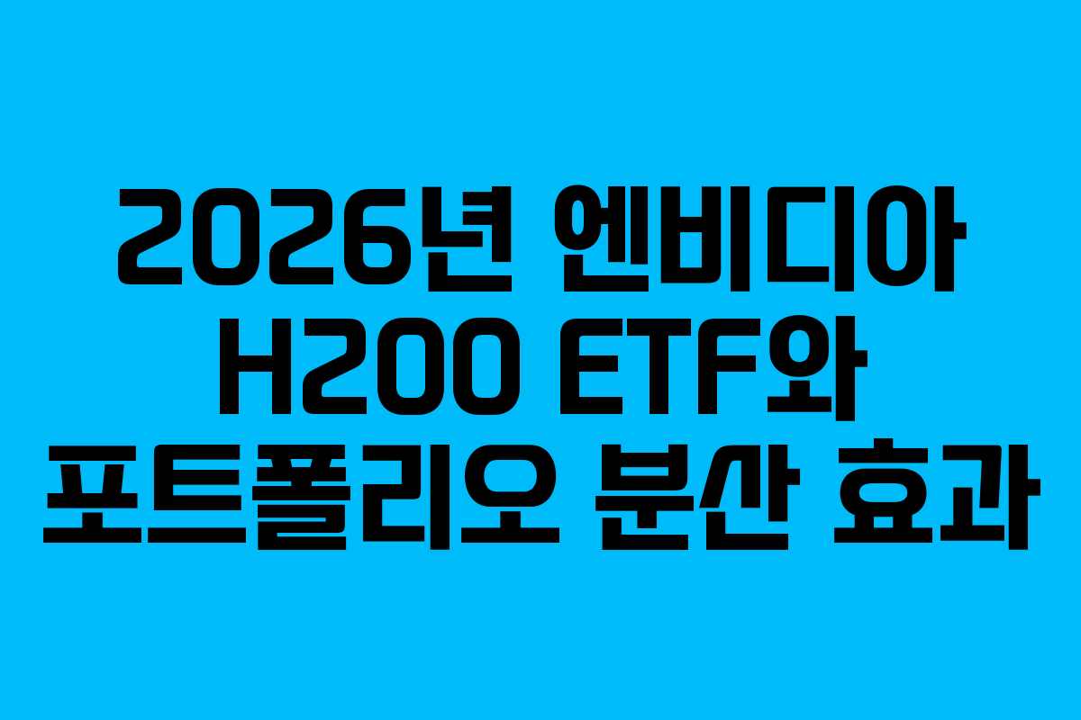 2026년 엔비디아 H200 ETF와 포트폴리오 분산 효과