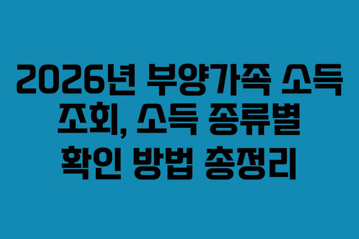 2026년 부양가족 소득 조회, 소득 종류별 확인 방법 총정리
