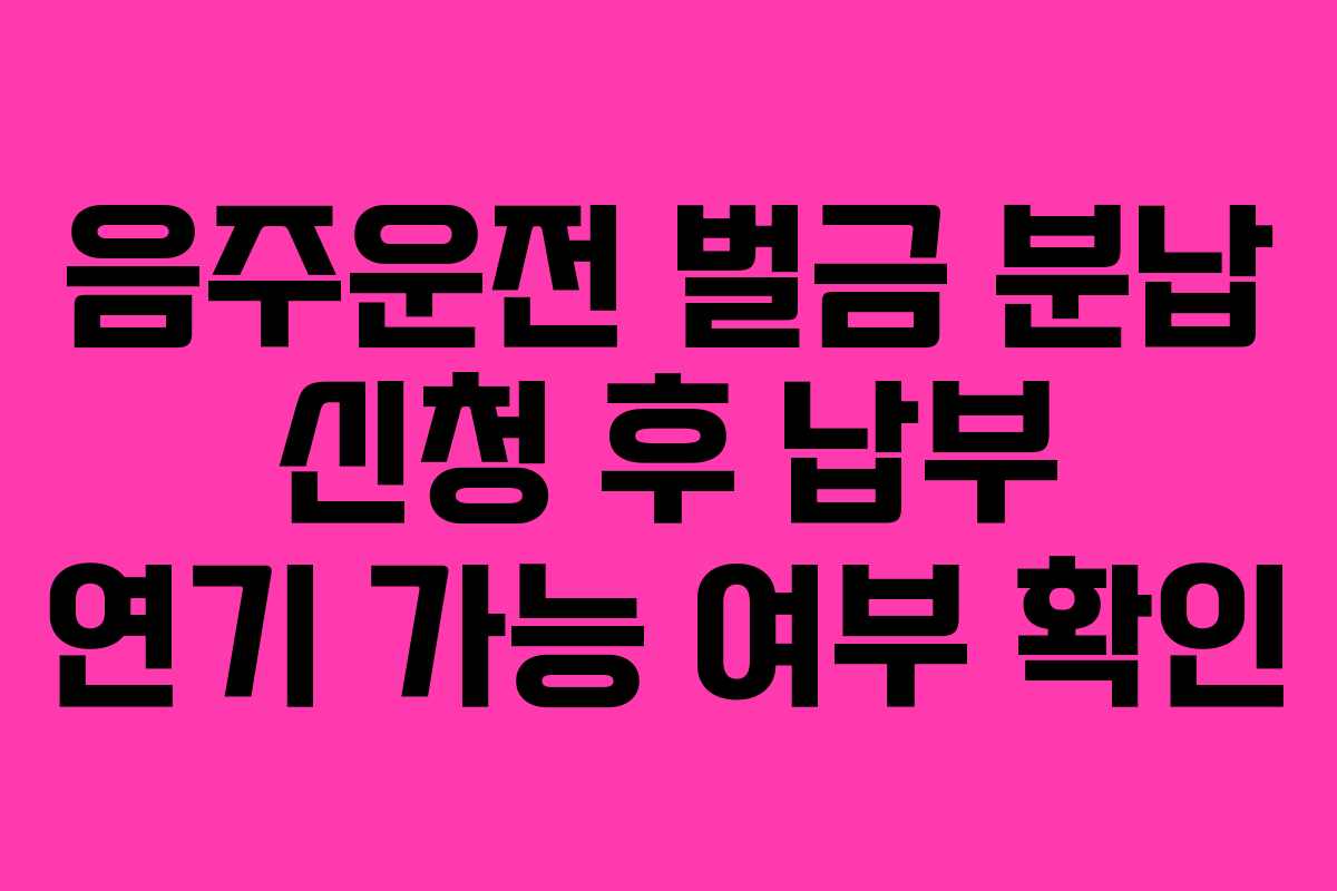 음주운전 벌금 분납 신청 후 납부 연기 가능 여부 확인