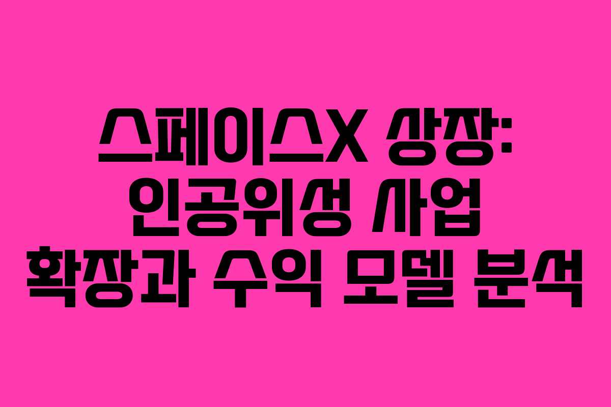 스페이스X 상장: 인공위성 사업 확장과 수익 모델 분석
