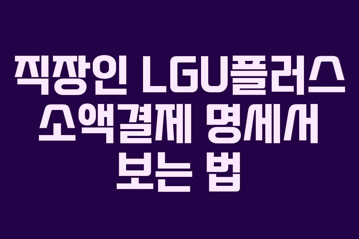 직장인 LGU플러스 소액결제 명세서 보는 법