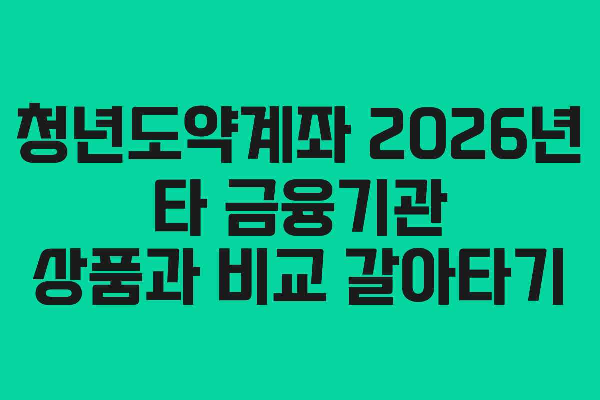 청년도약계좌 2026년 타 금융기관 상품과 비교 갈아타기