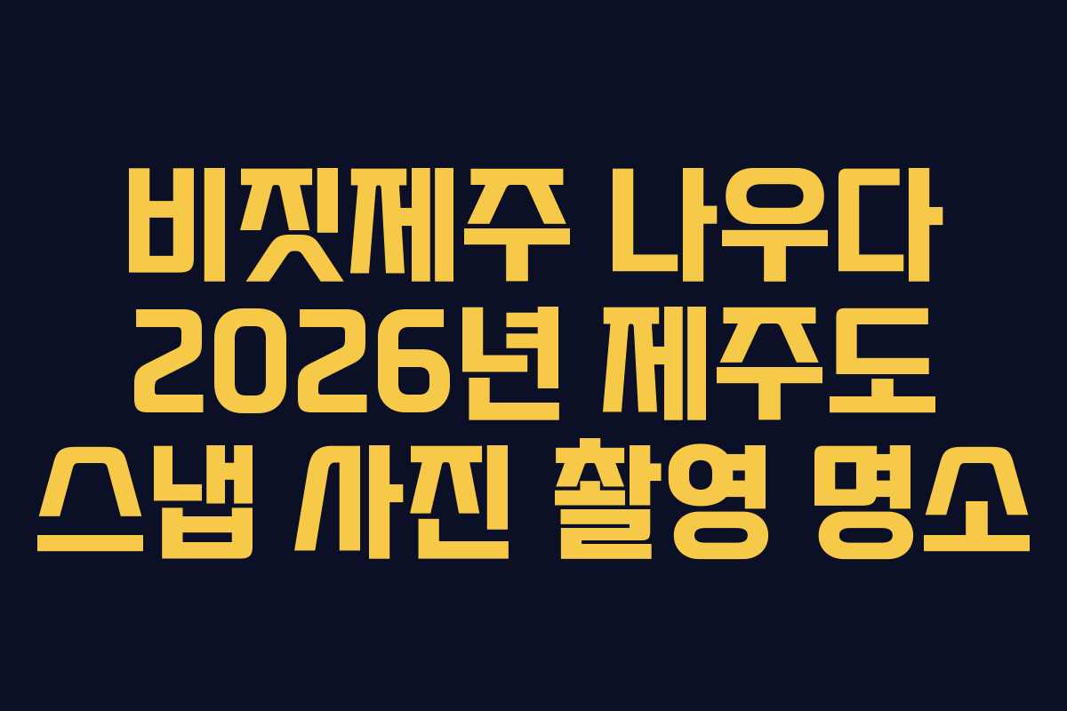 비짓제주 나우다 2026년 제주도 스냅 사진 촬영 명소