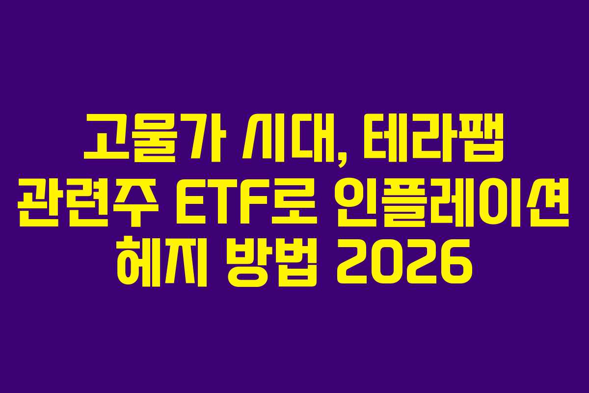 고물가 시대, 테라팹 관련주 ETF로 인플레이션 헤지 방법 2026