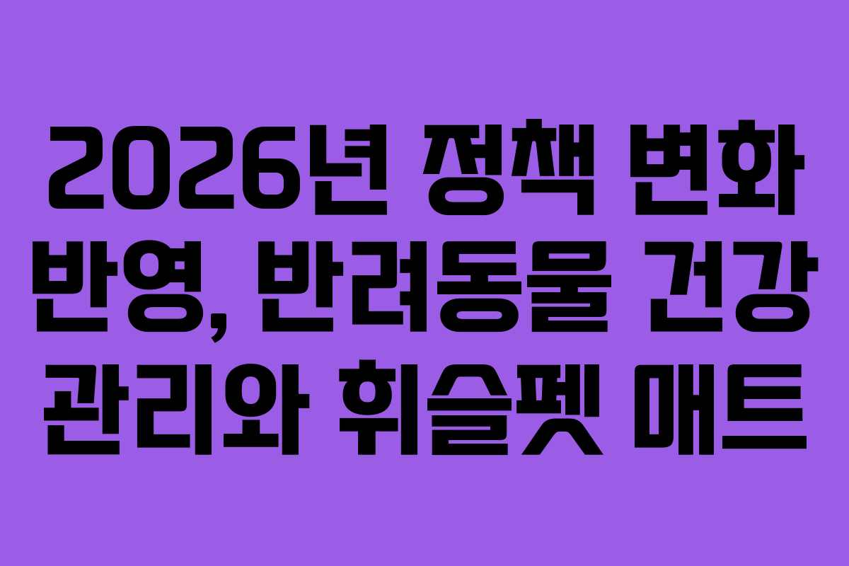 2026년 정책 변화 반영, 반려동물 건강 관리와 휘슬펫 매트