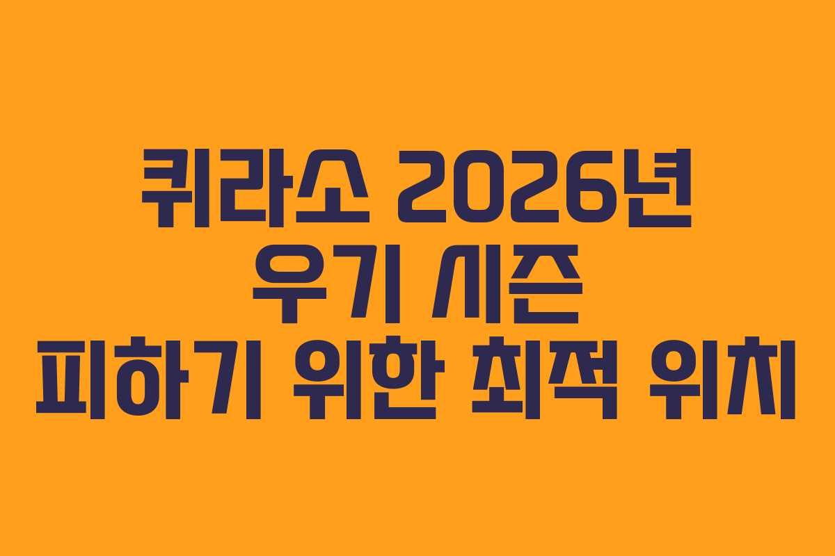 퀴라소 2026년 우기 시즌 피하기 위한 최적 위치